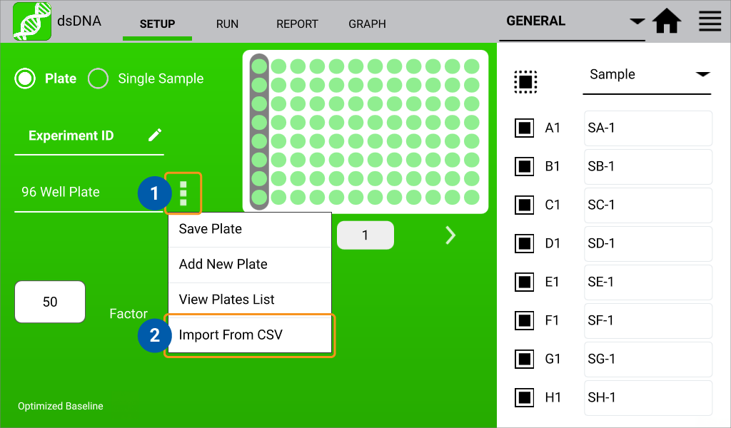 Three Dot Menu - Import from CSV